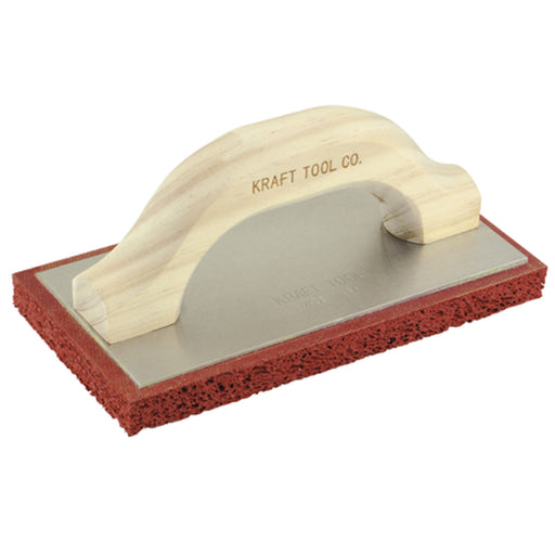 Kraft Tool Co. PL374 8" x 4" Coarse Cell Red Rubber Float With Wood Handle