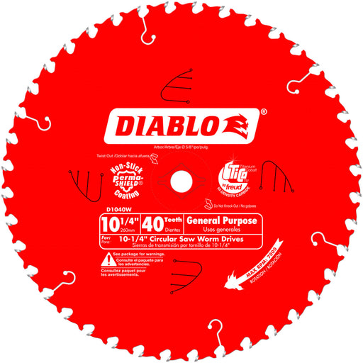 Diablo D1040W 10-1/4" x 40 Tooth General Purpose Beam Saw Blade