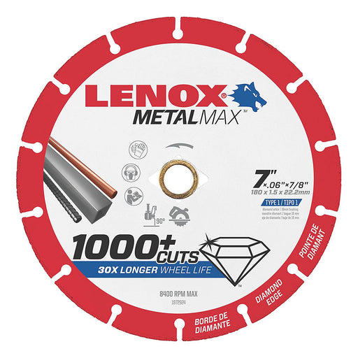 Lenox 1972924 METALMAX Diamond Edge Cutoff Wheel, 7" x 7/8"