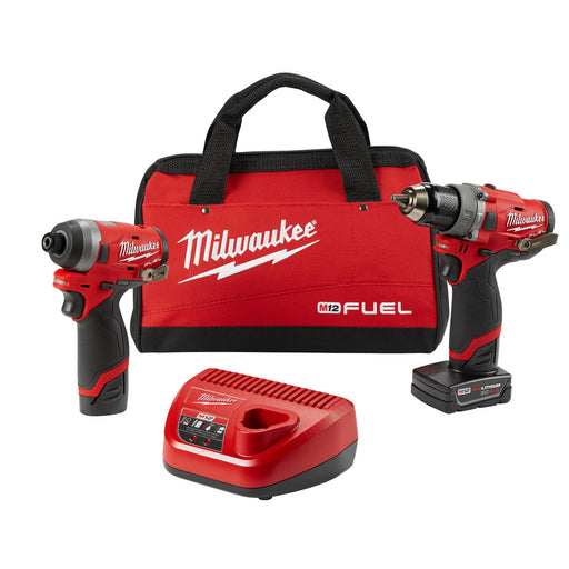 Milwaukee 2498-25 M12 Fuel 2-Tool Combo Kit: 1/2" Hammer Drill and 1/4" Hex Impact Driver