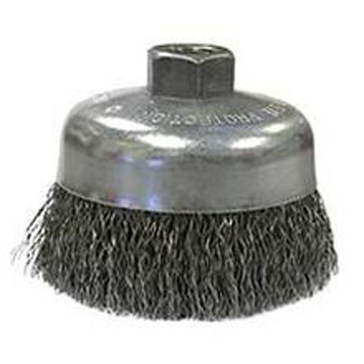 Weiler 36037 Coarse Grade Crimped Wire Cup Brush, 6 In Dia X 5/8-11, 0.02 In Wire, Carbon Steel