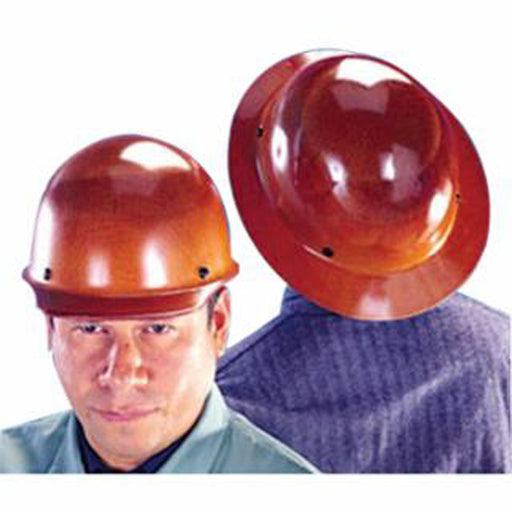 MSA 454-475407 Full Brim Tan Skullguard Protective Hat W/Ratch Natural Tan