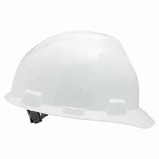 MSA 454-475342 MSA V-Gard White Full Brim Hard Protective Hat W/Regular Liner