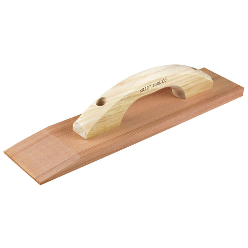 Kraft Tool Co. CF256 15" x 3-1/2" Beveled Redwood Hand Float with Wood Handle