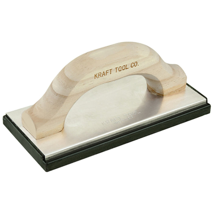 Kraft Tool Co. PL395 8" x 4" Molded Black Rubber Float With Wood Handle