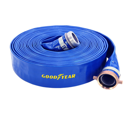 Goodyear 1148-2000-50-NPSH 2"X50' Blue Discharge Hose Lay-Flat Assembly w/ M&F NPSH