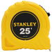 Stanley 30-455 Measuring Tape, 25 ft L x 1 in W Blade, Steel Blade, Yellow