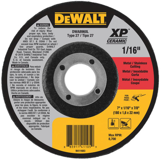 Dewalt DWA8905COMBOH 4-1/2" X 3/32 XP CERAMIC METAL CUTTING WHEELS TYPE 27