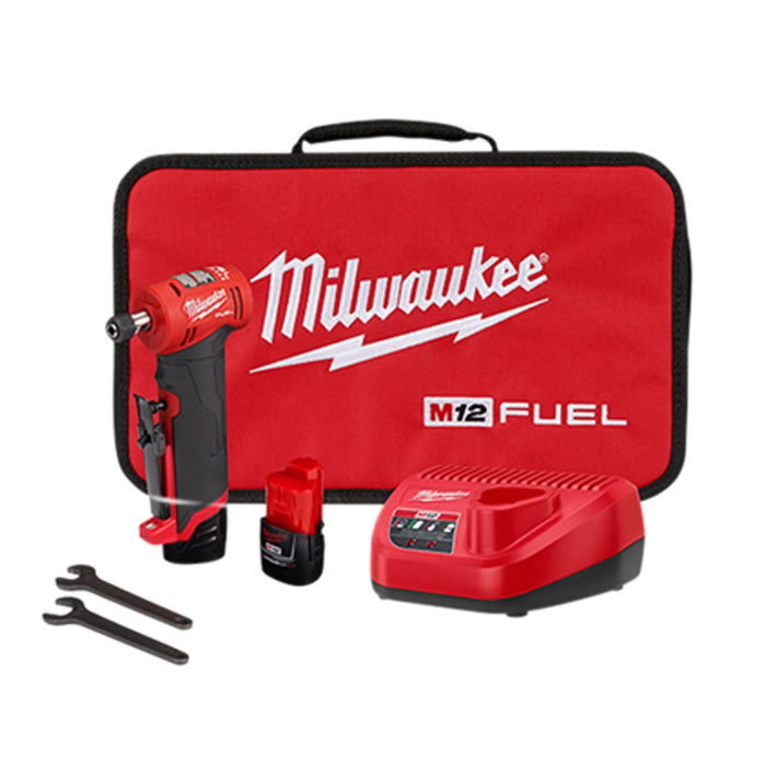 Milwaukee 2485-22 M12 Fuel 1/4" Right Angle Die Grinder 2 Battery Kit