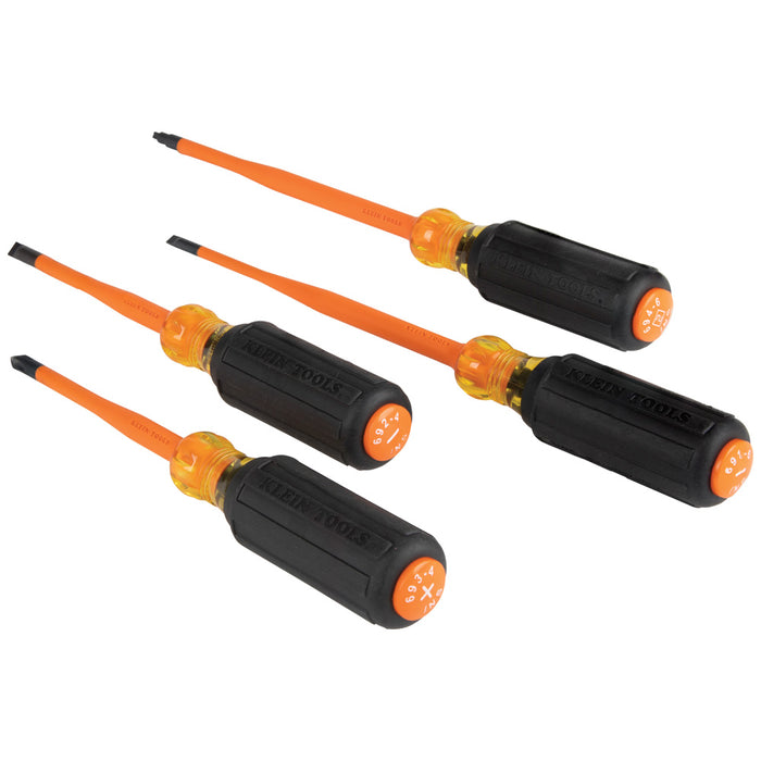 Klein Tools 33734INS Slim-Tip Insulated Screwdriver Set, Phillips, Carbinet, Square, 4-Piece