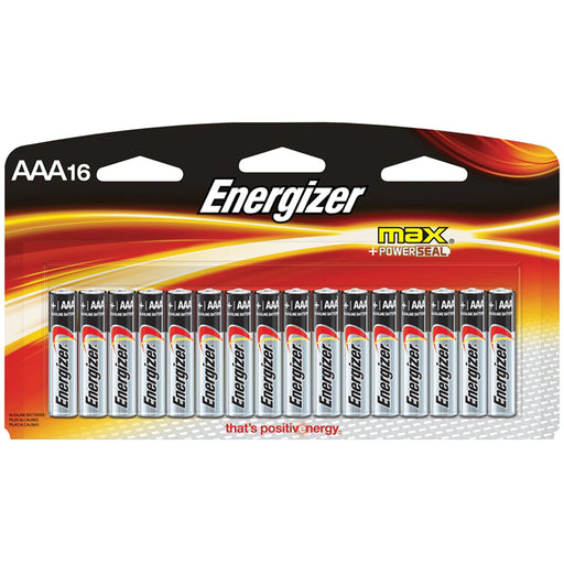 Energizer E92LP-16 Alkaline Battery, AAA, Zinc, Manganese Dioxide, 1.5 V