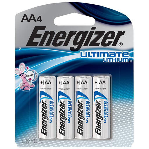 Energizer L91 Series L91BP-4 Cylindrical, Electronic, Non-Rechargeable Lithium Battery, AA Battery, 3 Ah