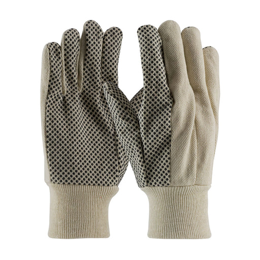 PIP 91-910PDI Economy Grade Cotton Canvas Glove with PVC Dot Grip on Palm, Thumb and Forefinger - 10 oz