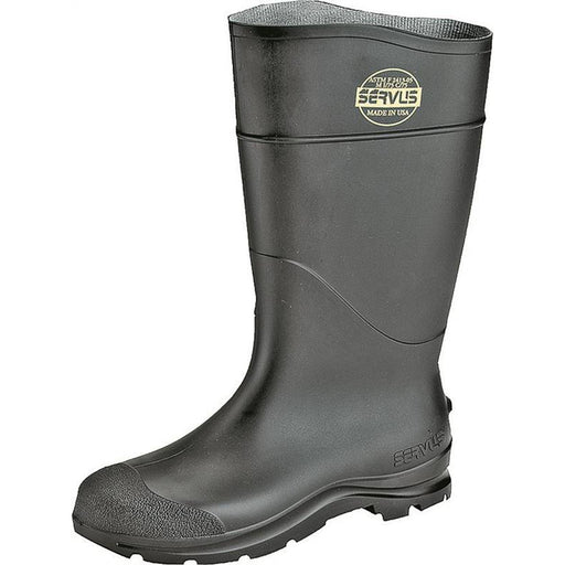 Servus 18822-9 Non-Insulated Knee Boot, Plain Toe, Pull On Closure, PVC, Black (Multiple Sizes Available)