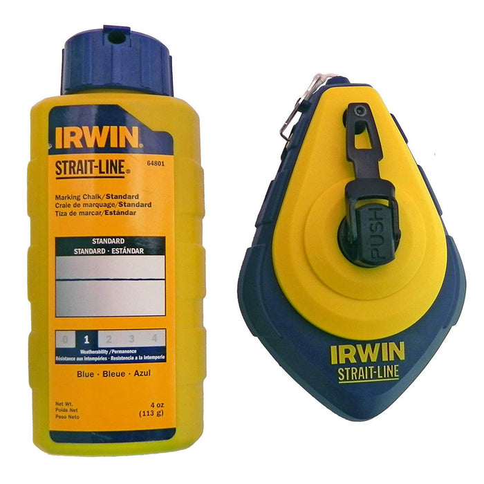 IRWIN 1932883 Speed-Line Refillable High-Speed Chalk Line Reel with 4-ounce Chalk