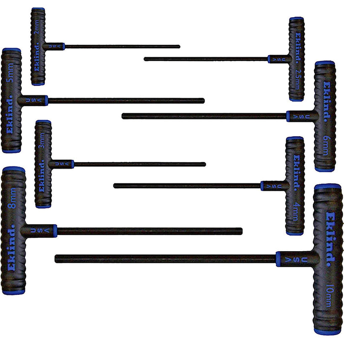 EKLIND 64908 Power-T Handle Hex Key Allen Wrench - 8pc Set Metric MM Sizes 2-10 (9In Shaft)