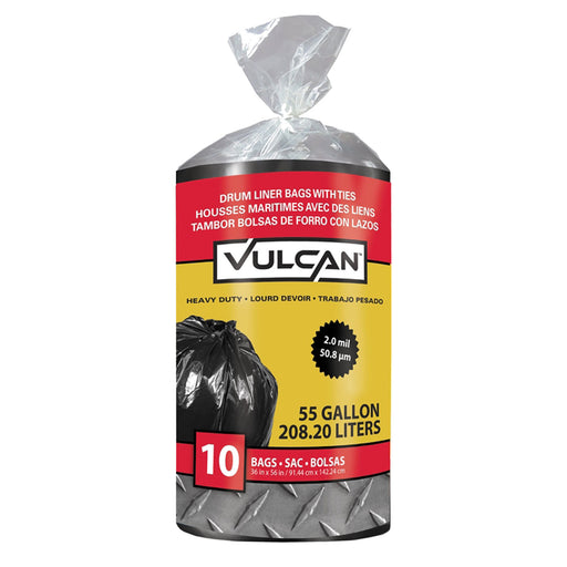 Vulcan FG-03812-09 Drum Liner, 55 gal Capacity, 2 mil Thick, Poly, Black