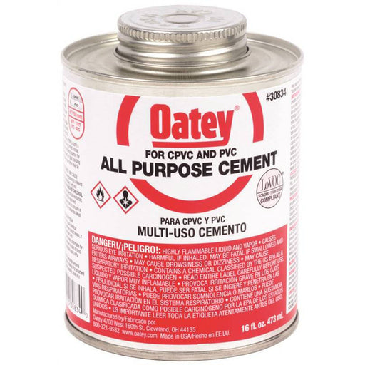 Oatey 6475479Y 30834 Solvent Cement, Milky Clear, 16 oz Can