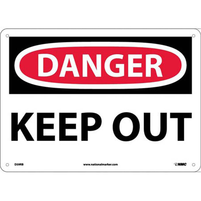 NMC D59RB English Sign Danger Keep Out (Rigid Plastic 10" X 14")