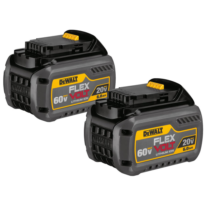 DeWalt DCB606-2 Cordless Battery Pack, 20/60 V, 6 Ah Li-Ion Battery, 1 Hr Charge Time