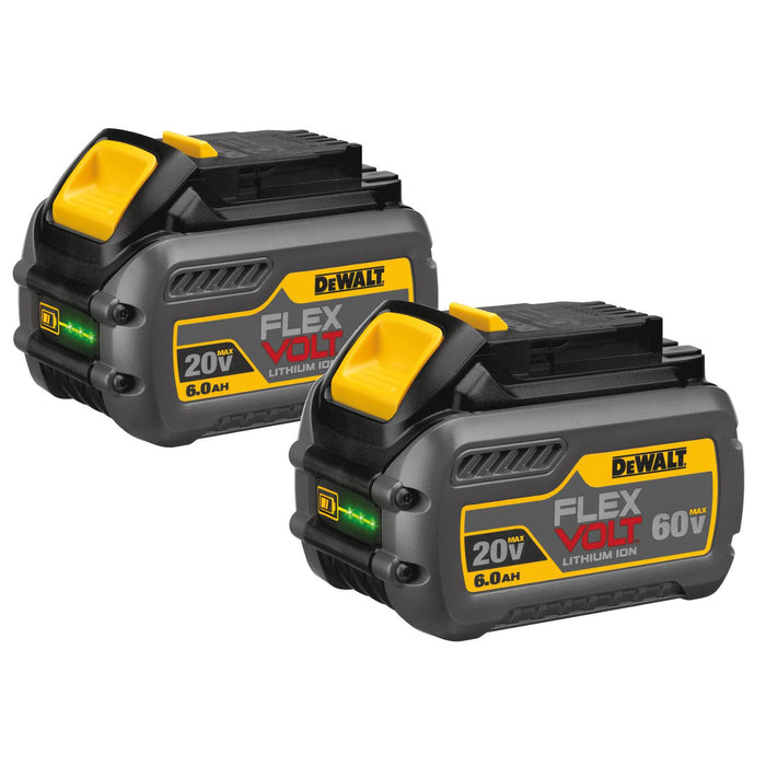DeWalt DCB606-2 Cordless Battery Pack, 20/60 V, 6 Ah Li-Ion Battery, 1 Hr Charge Time