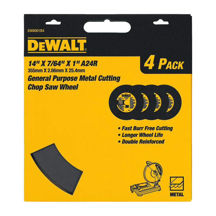Dewalt DW8001 Type 1 High Performance General Purpose Chop Saw Wheel, 14 In Dia X 7/64 In T