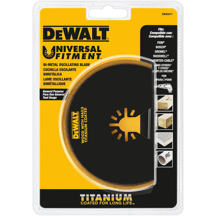 Dewalt DWA4211 Semi-Circle Oscillating Cutting Blade, 4 In, 4 In L, Steel, Titanium Coated, Black