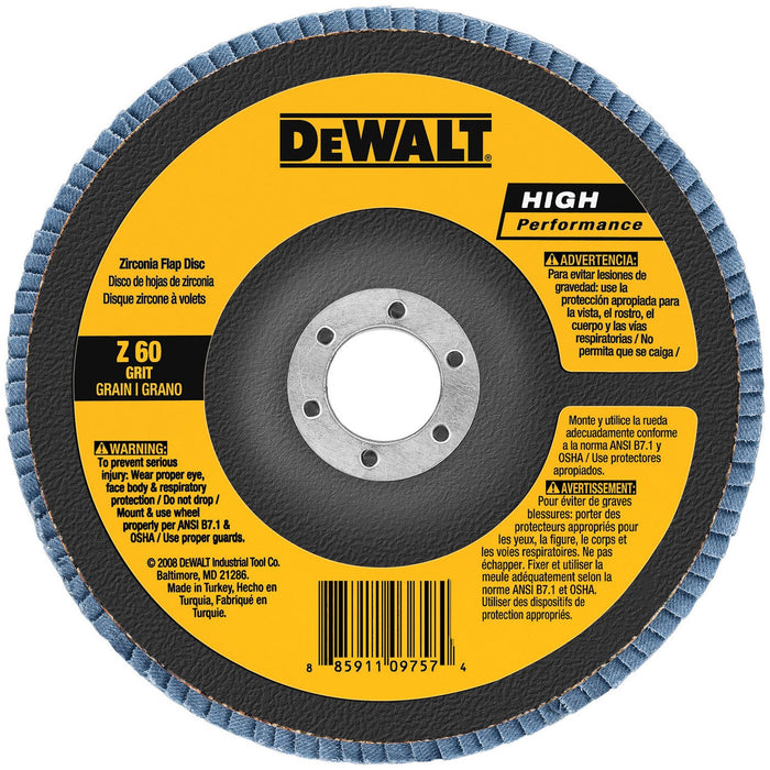 Dewalt DW8352 Coated High Performance Type 27 Flap Disc With Hub, 4-1/2 In, 60 Grit, 7/8 In Arbor