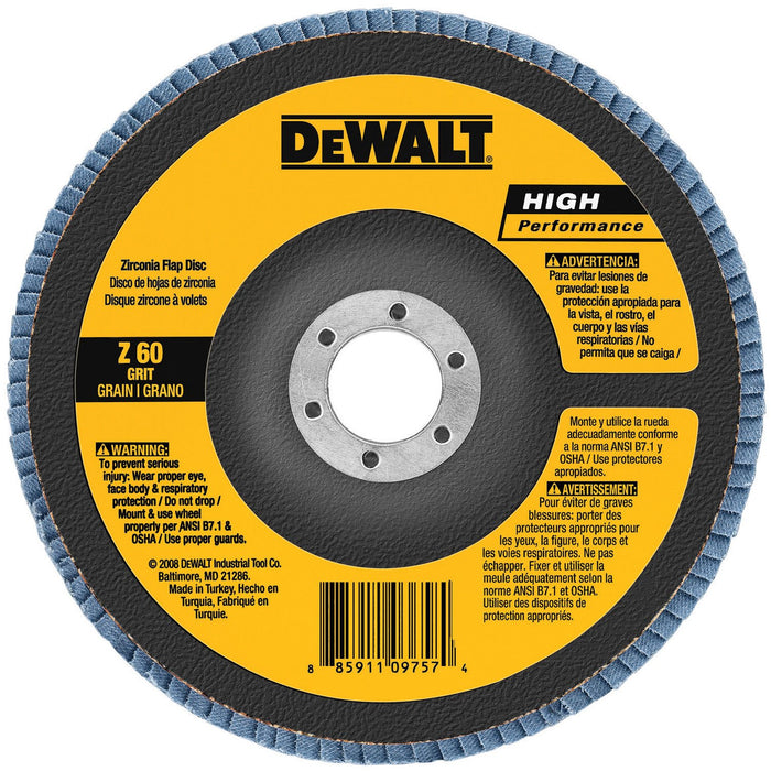 Dewalt DW8353 Coated High Performance Type 27 Flap Disc With Hub, 4-1/2 In, 80 Grit, 7/8 In Arbor