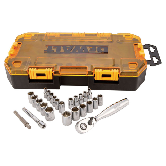 DeWalt DWMT73805 Metric/Sae Socket Wrench Set, 25 Pieces, 1/4 In