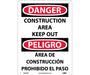 NMC ESD266RB Bilingual Sign Danger Construction (Plastic 14" x 10")