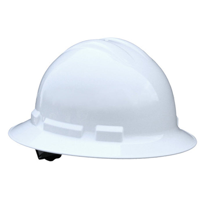 Radians QHR6-White Full Brim Hard Hat W/ 6 Point Pinlock Ratchet Suspension