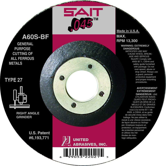 United Abrasives 22021 Metal Cut-Off Wheel 4-1/2 X 7/8