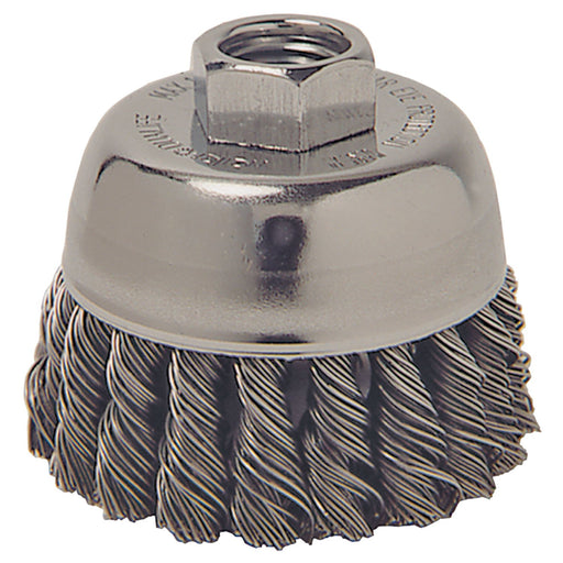 Weiler 36038 Extra Coarse Grade Knot Wire Cup Brush, 3 In Dia X 5/8-11, 0.02 In Wire